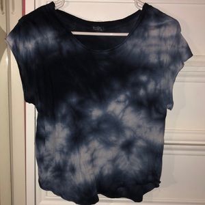 Brandy Melville navy and white tie dye crop top